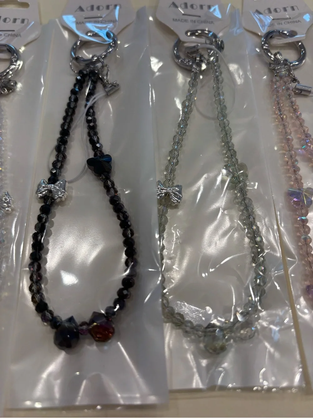 Lot of 6 Crystal Phone Wristlets Purse Charms Butterflies & Bows NWT
